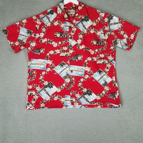 Hilo Hattie Other - Hilo Hattie Men's XL Shirt Hawaiian Hawaii Floral Cars Button Up Vacation Travel